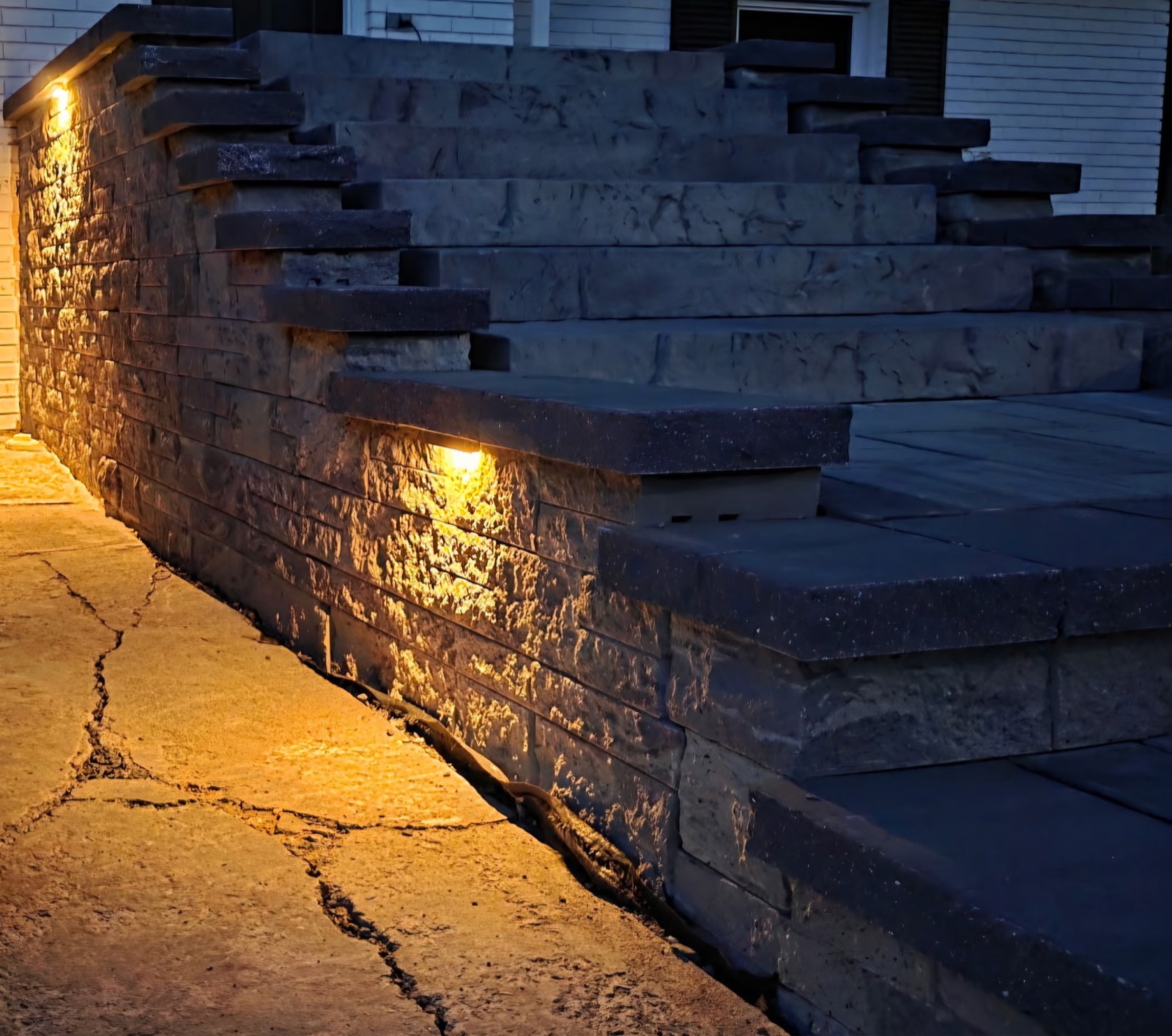 Outdoor lighting on retaining wall and steps in Schuylkill County PA
